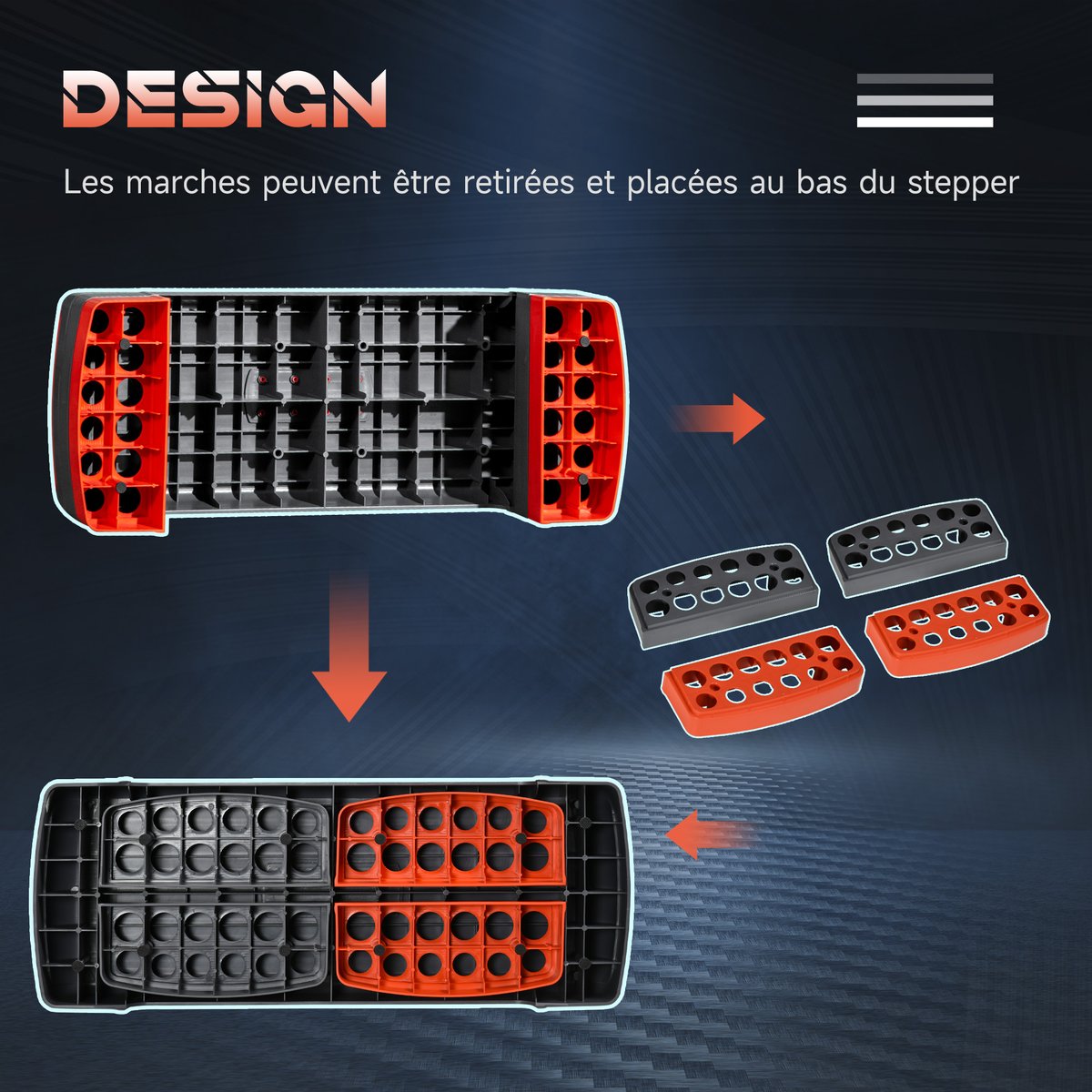 Stepper pour exercices d'aérobie PP Rouge et rouge, HOMCOM