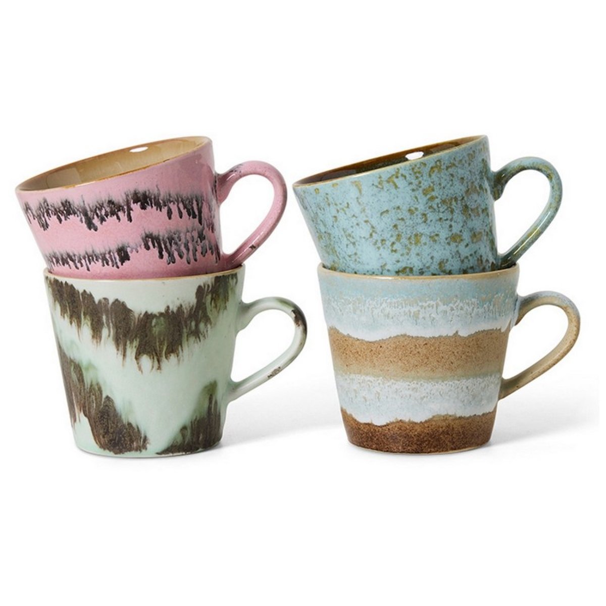 Mugs céramique Dada set de 4 multicolore, HKLIVING