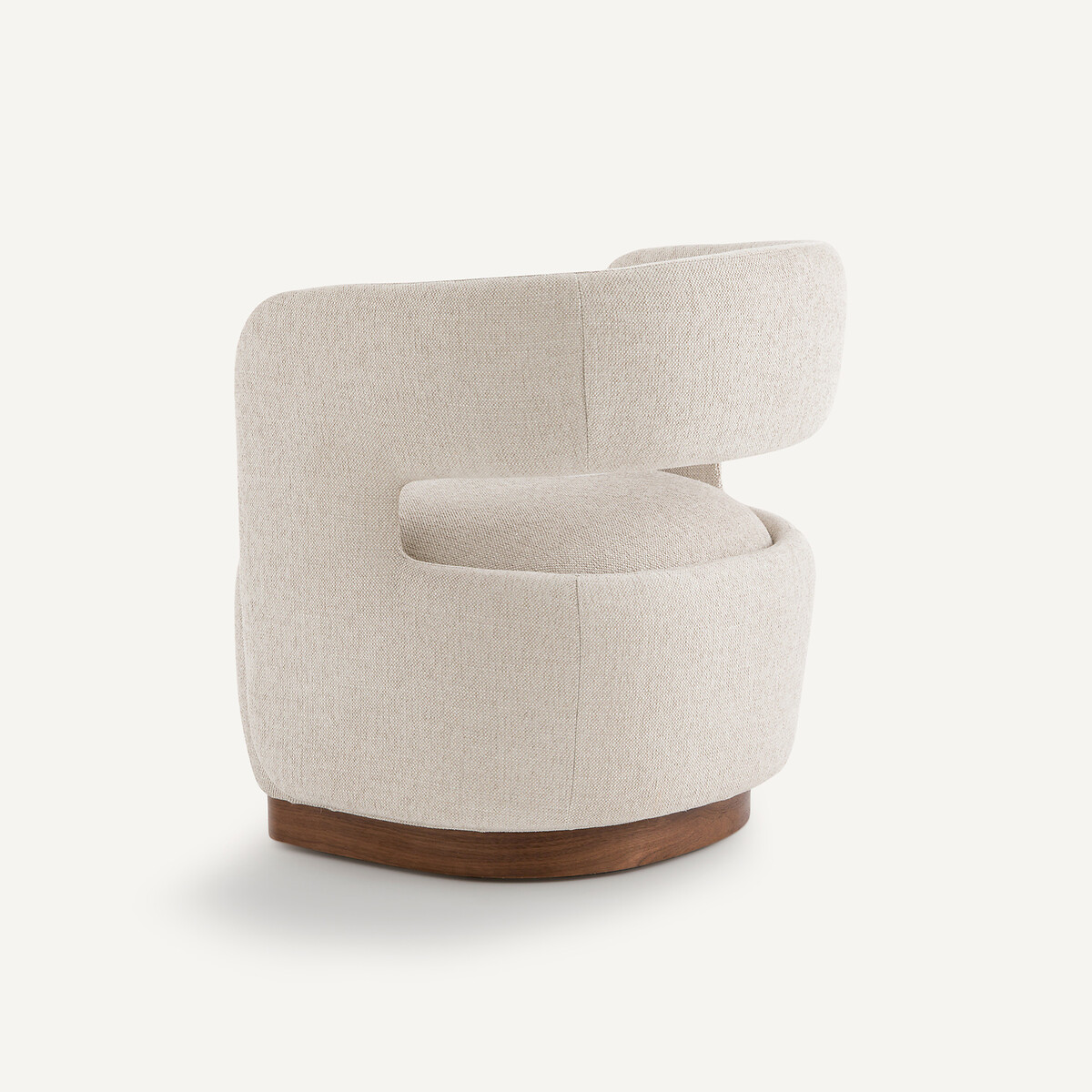 Fauteuil texturé pivotant base plaqué noyer Jesper ficelle, AM.PM
