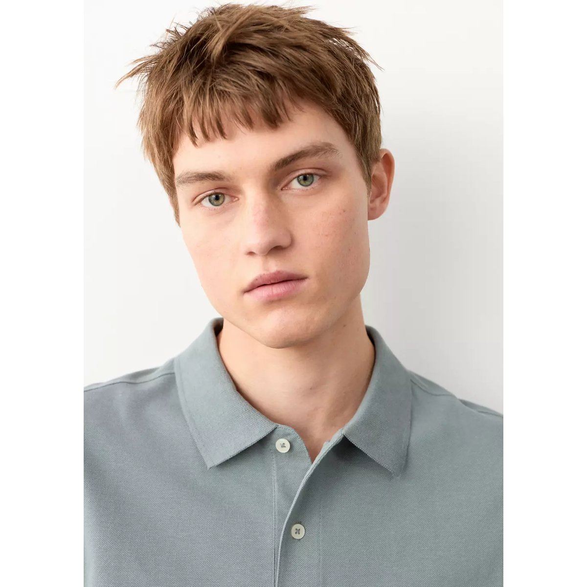 Polo coton manches courtes bleu, MANGO TEEN