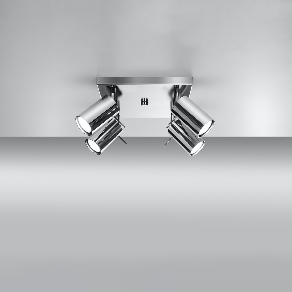 Plafonnier Acier Chrome GU10 4 Ring gris, EDEN