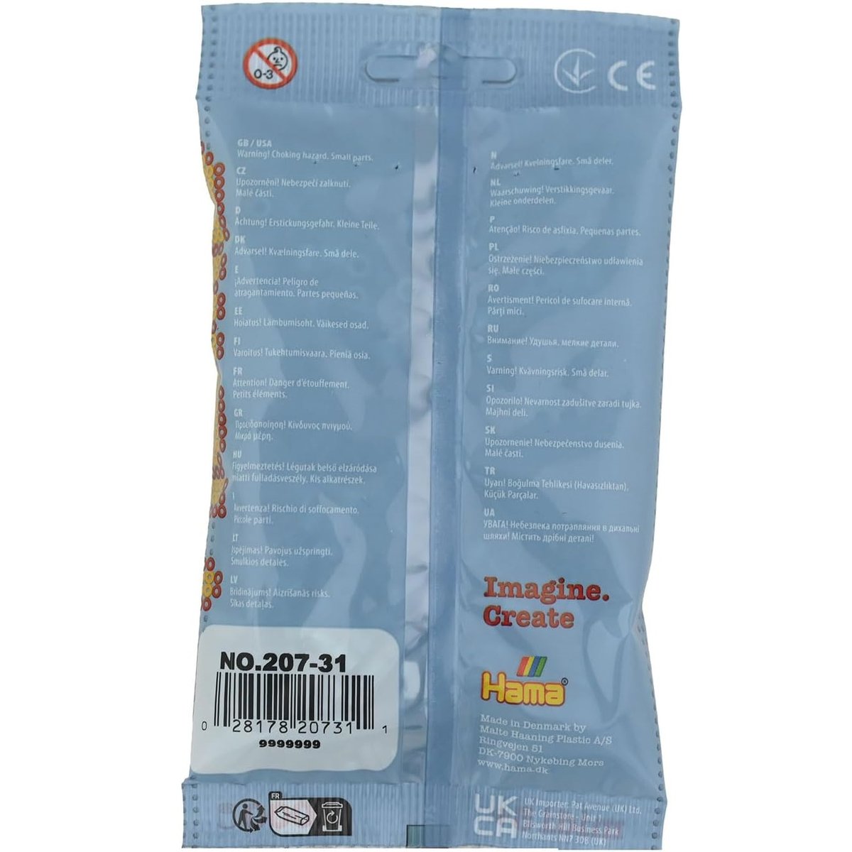 Sachet 1000 perles plastique Midi Turquoise bleu, HAMA