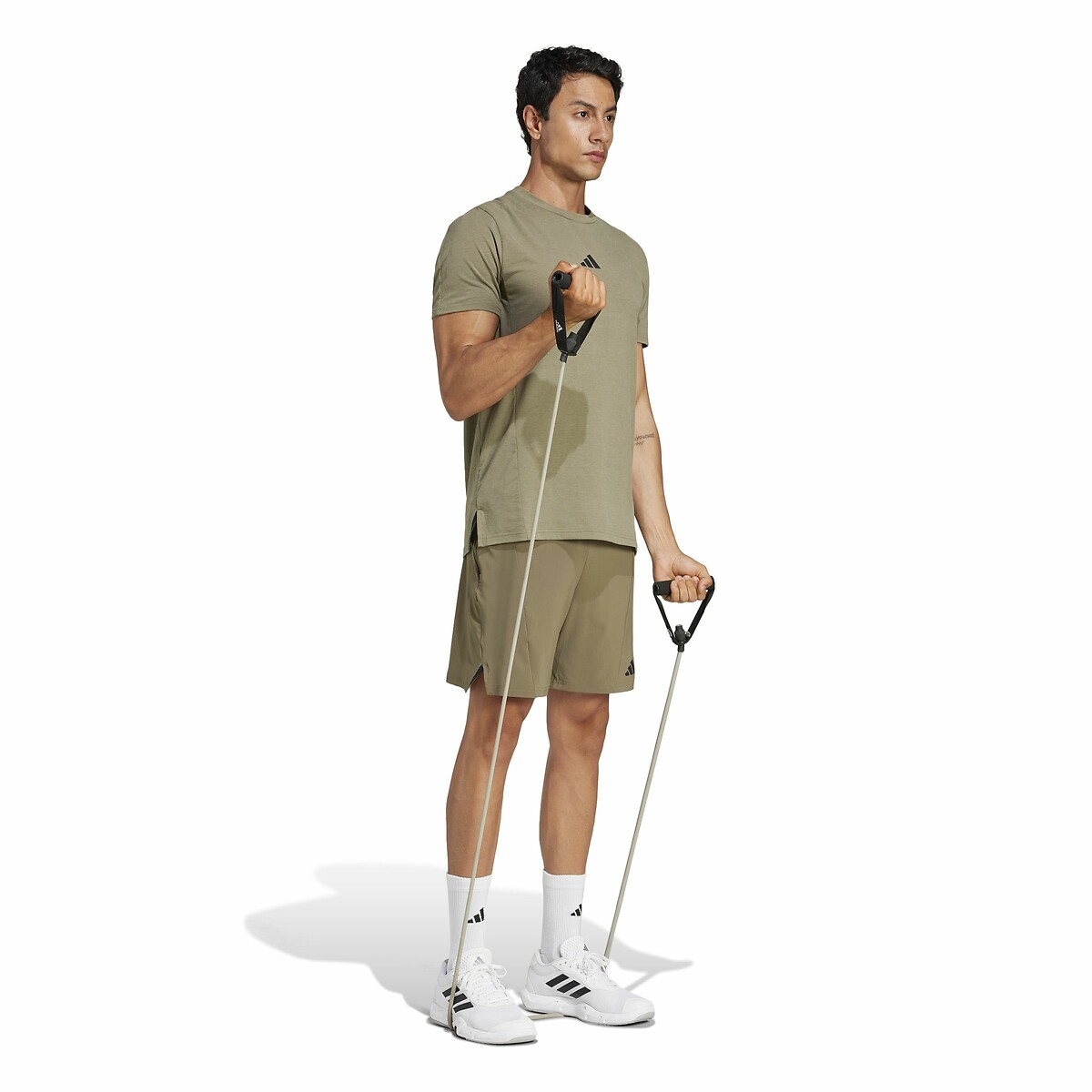 T-shirt da allenamento a maniche corte verde oliva, adidas Performance