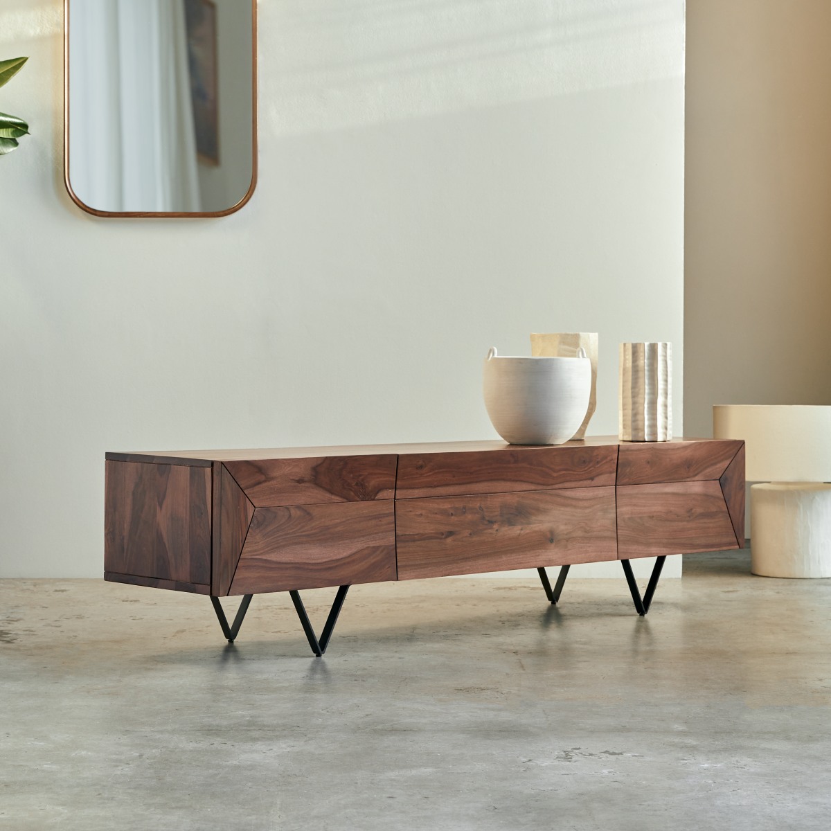 Meuble Hi-FI, TV en Palissandre massif, METRIC marron, TIKAMOON