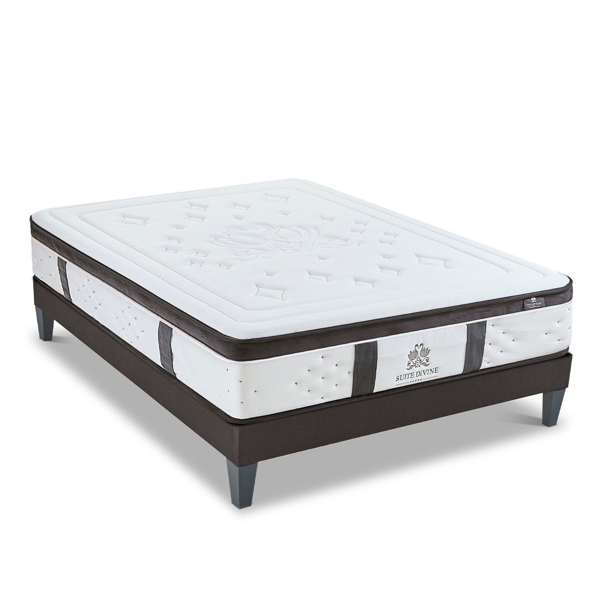Ensemble Suite Divine 90x190 cm Matelas Mousse + Sommier Bois couleur unique, BELLECOUR