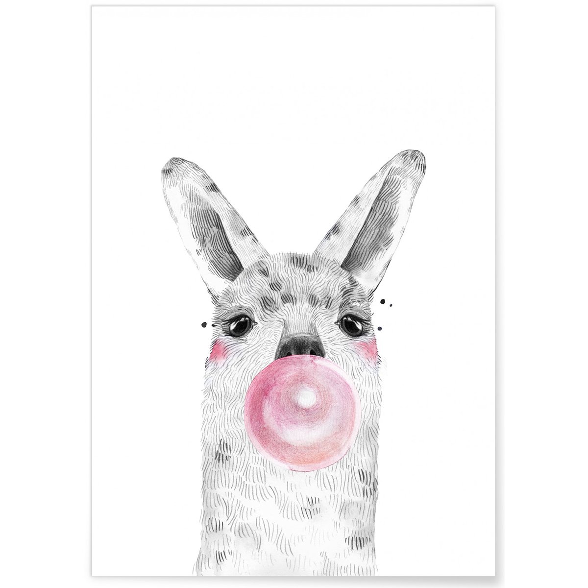 Affiche Bulle d'Alpaga Rose blanc, L'AFFICHERIE