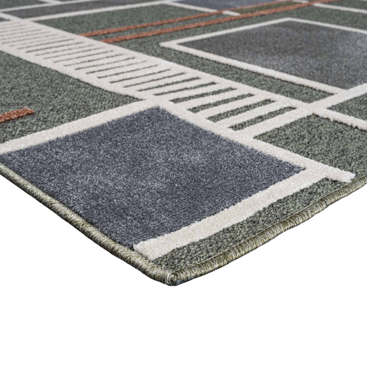 Tapis relief graphique moderne  ALMA LABYRINTHE vert, THE DECO FACTORY