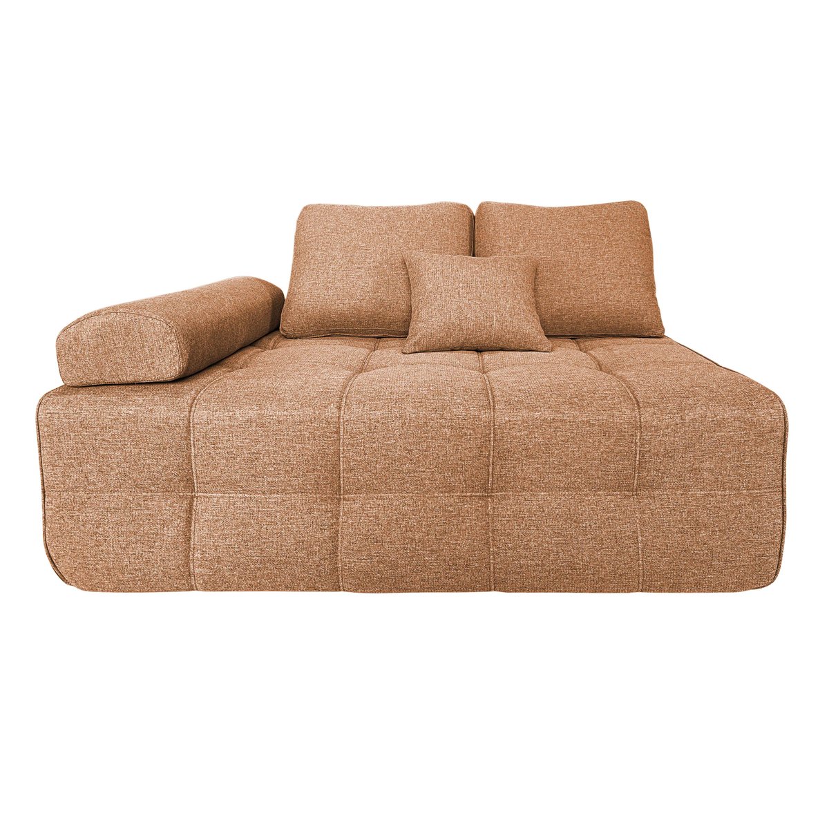 Canapé modulable 5 places assise profonde en tissu avec coussins, SNUGGY terracotta, OVIALA