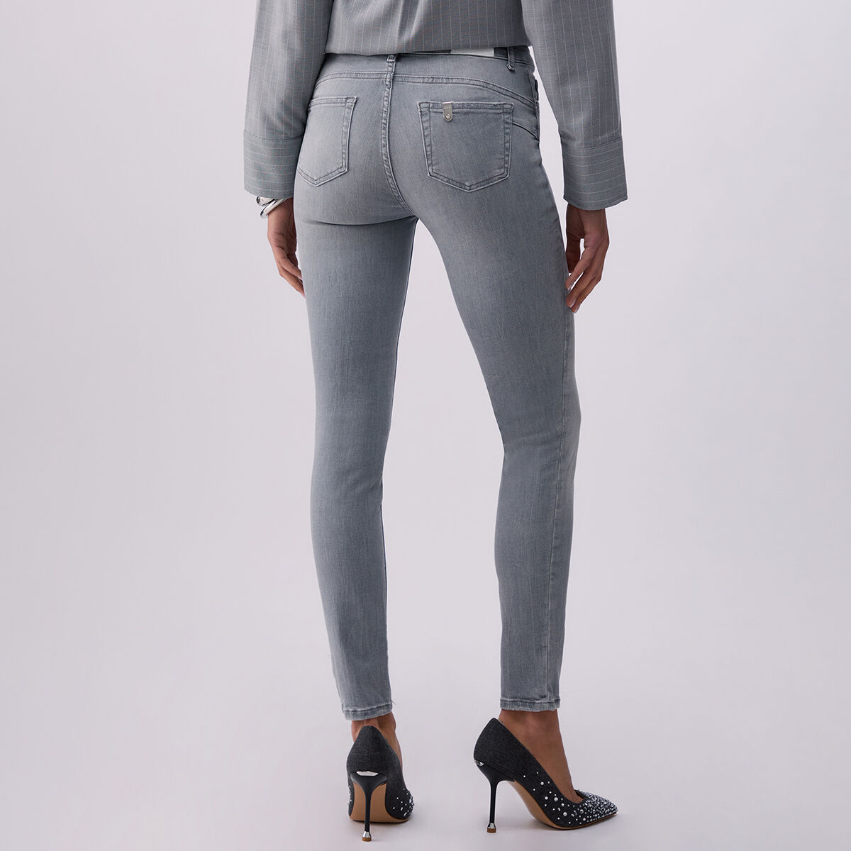 Jean skinny à taille haute denim gris, LIU JO