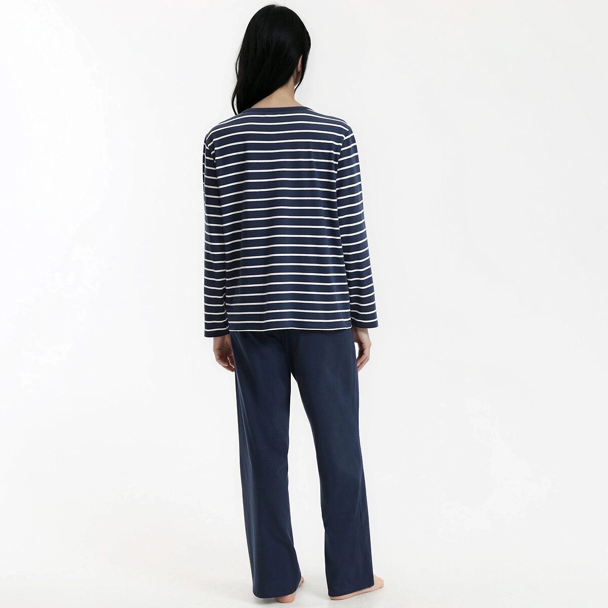 Pijama em jersey de algodão riscas, ANNE WEYBURN