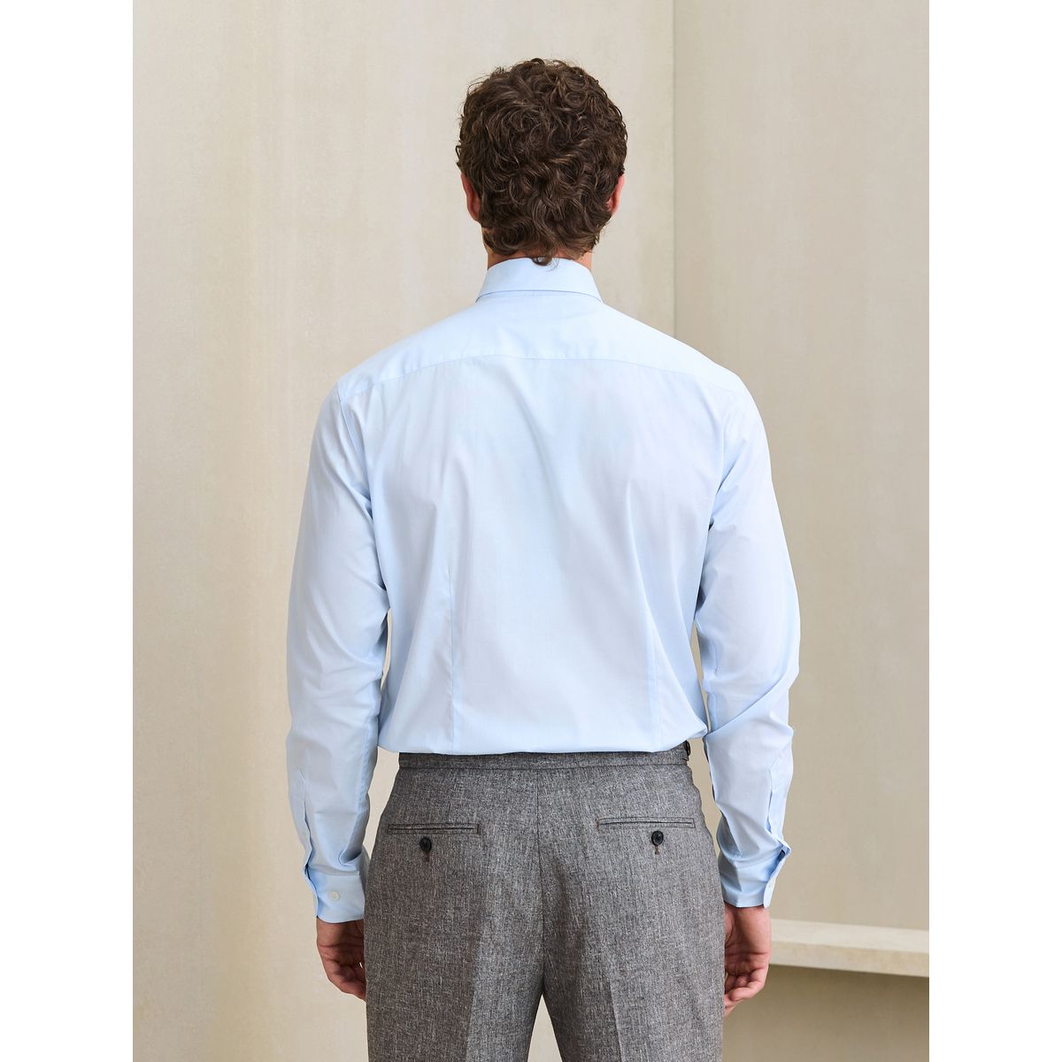 Chemise slim habillée coton stretch/cravate bleu, NEXT