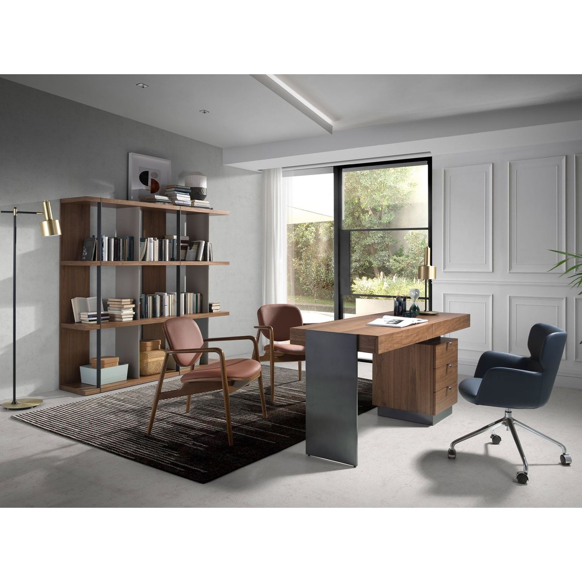 Fauteuil en similicuir taupe et noyer noyer | taupe, ANGEL CERDA