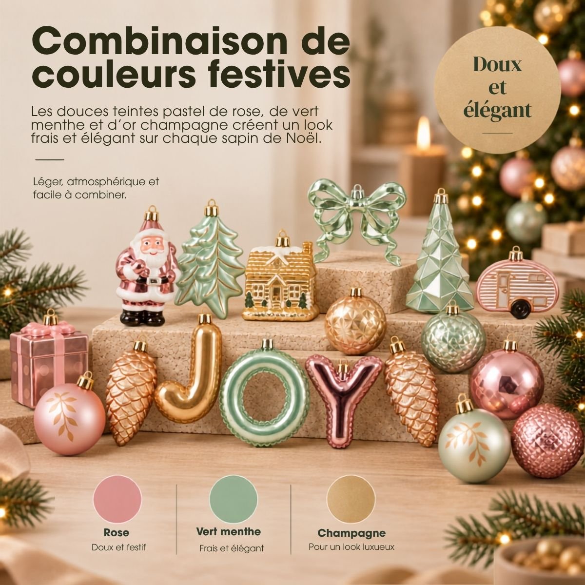 Boule de Noël rose, MICA DECORATIONS