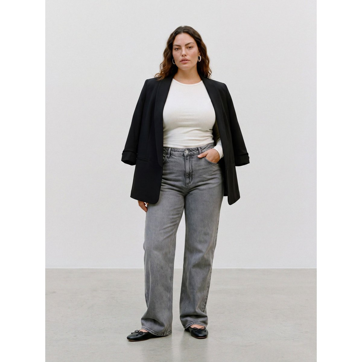 Jean À Coupe Large grise - medium grey denim 1, VERO MODA