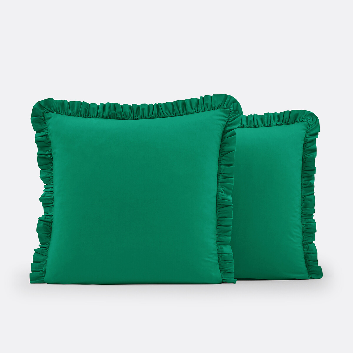 Scenario Washed Cotton Ruffle Pillowcase emerald green, LA REDOUTE INTERIEURS