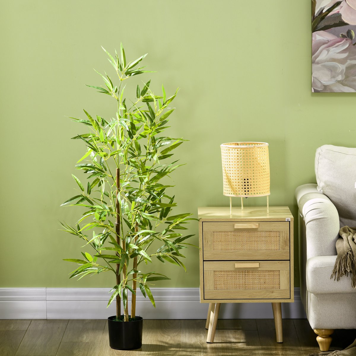 Bambou artificiel Plastique Vert vert, HOMCOM