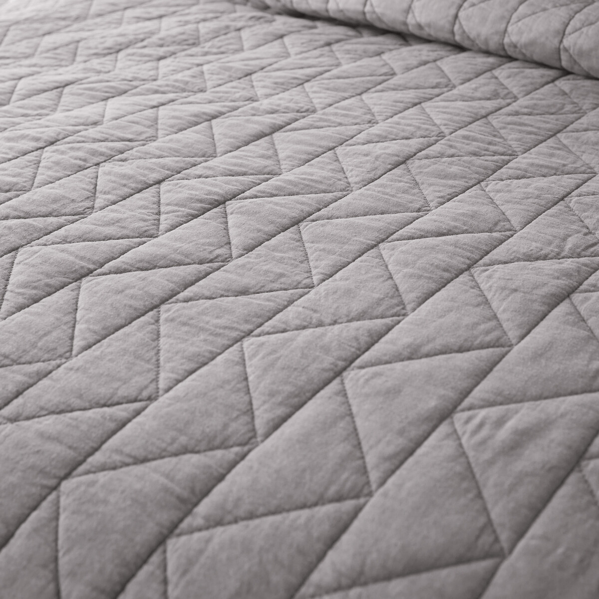 Copriletto trapuntato cotone Zig Zag Scenario antracite, LA REDOUTE INTERIEURS