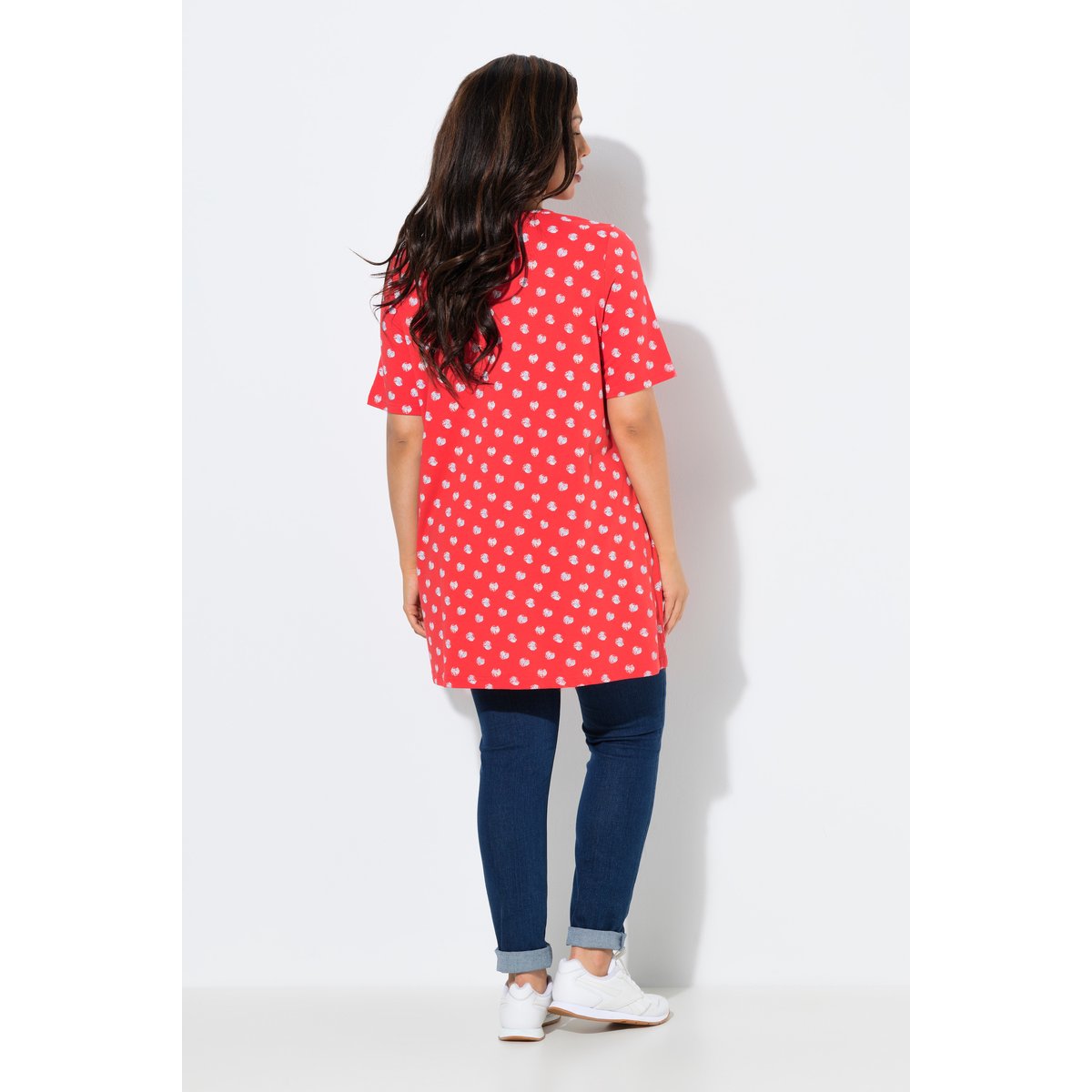 T-shirt avec plis fantaisie, coupe évasée corail, ULLA POPKEN