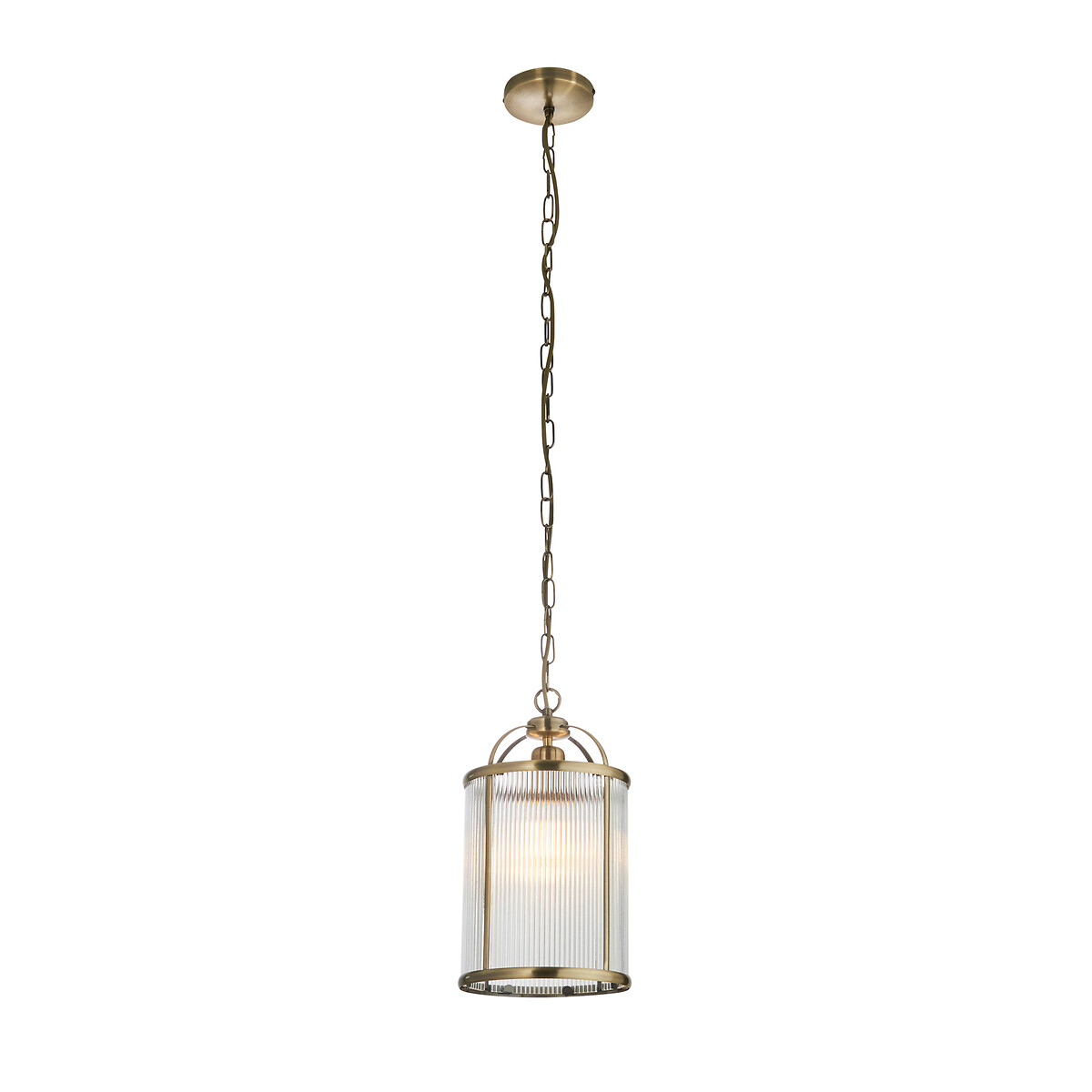 Layton 1-Light Ribbed Glass Pendant Light aged brass, SO'HOME