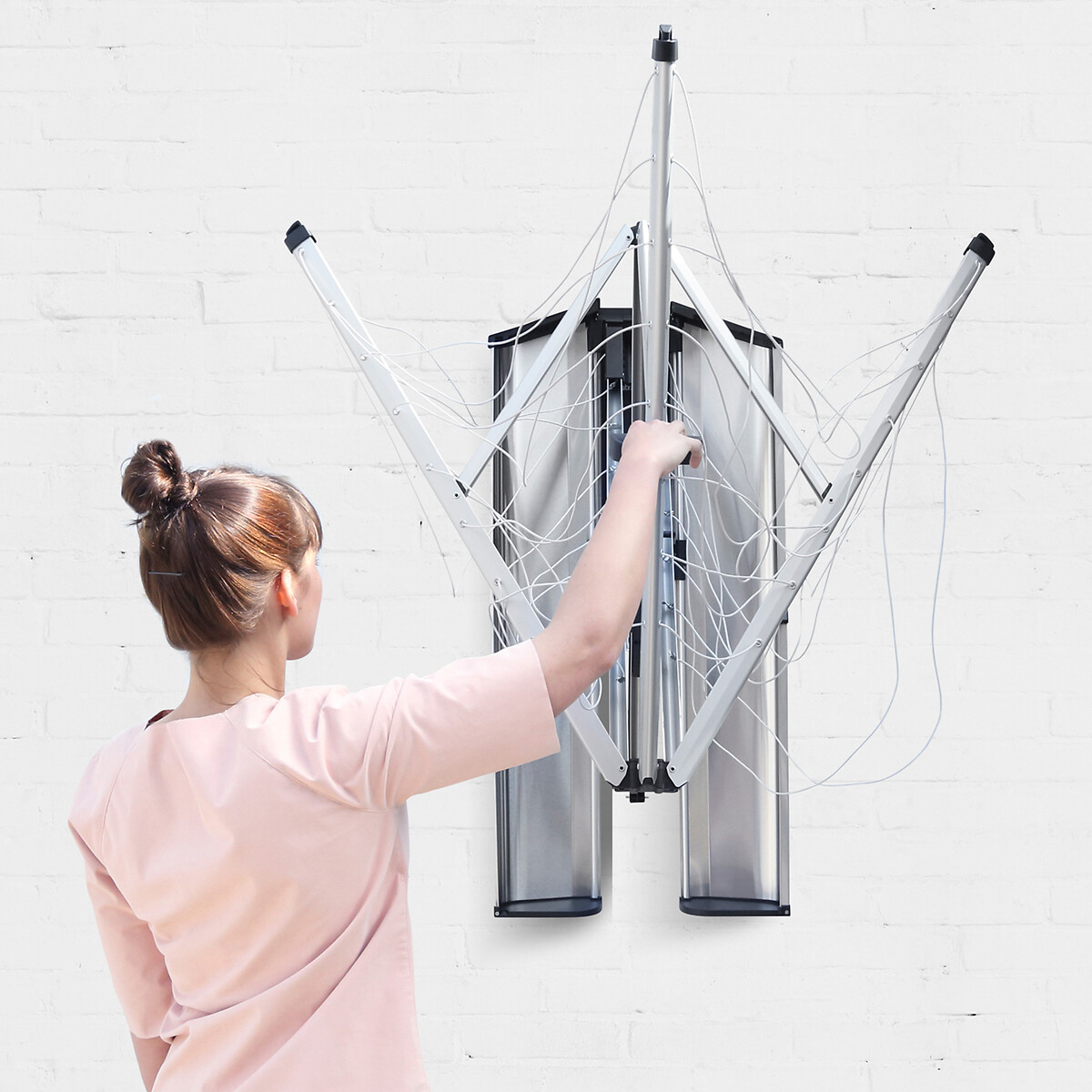 24m WallFix Washing Line with Protection Storage Box metallic grey, BRABANTIA