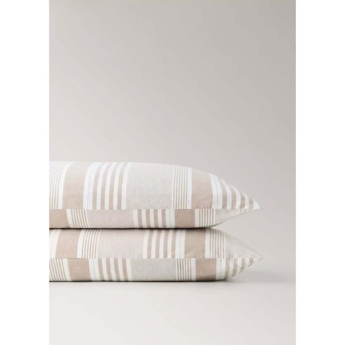 Taie d'oreiller 100 % coton à rayures 50 x 75 cm tabac, MANGO HOME
