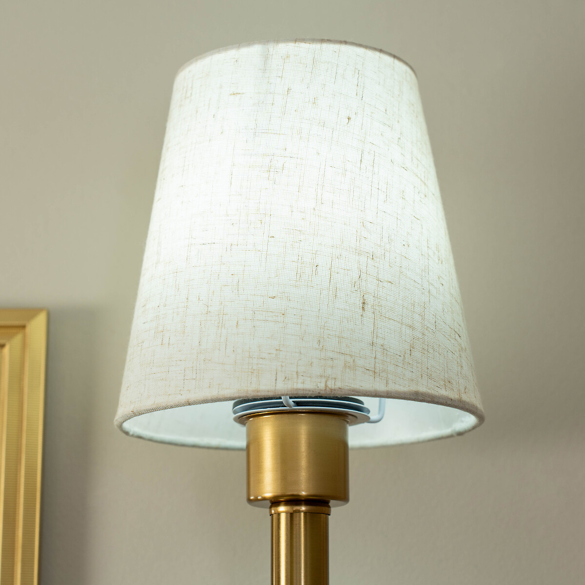 Kasey Rechargeable Easy Fit Wall Light with Shade in Antique Brass gold-coloured, SO'HOME