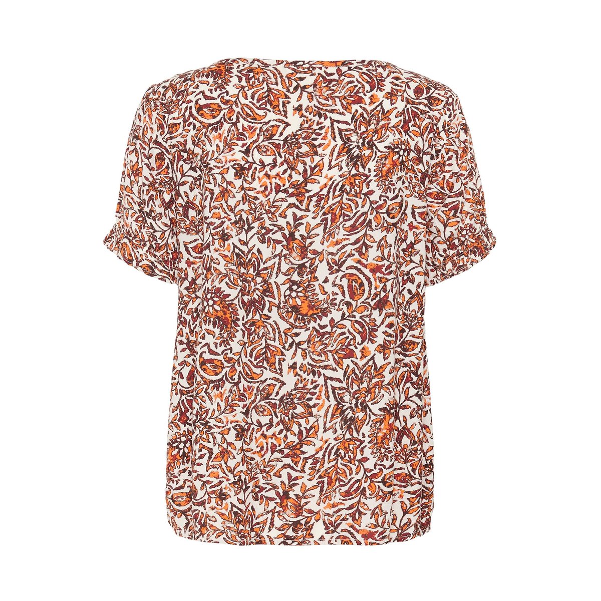 Blouse à manches courtes orange saraza flower, CREAM
