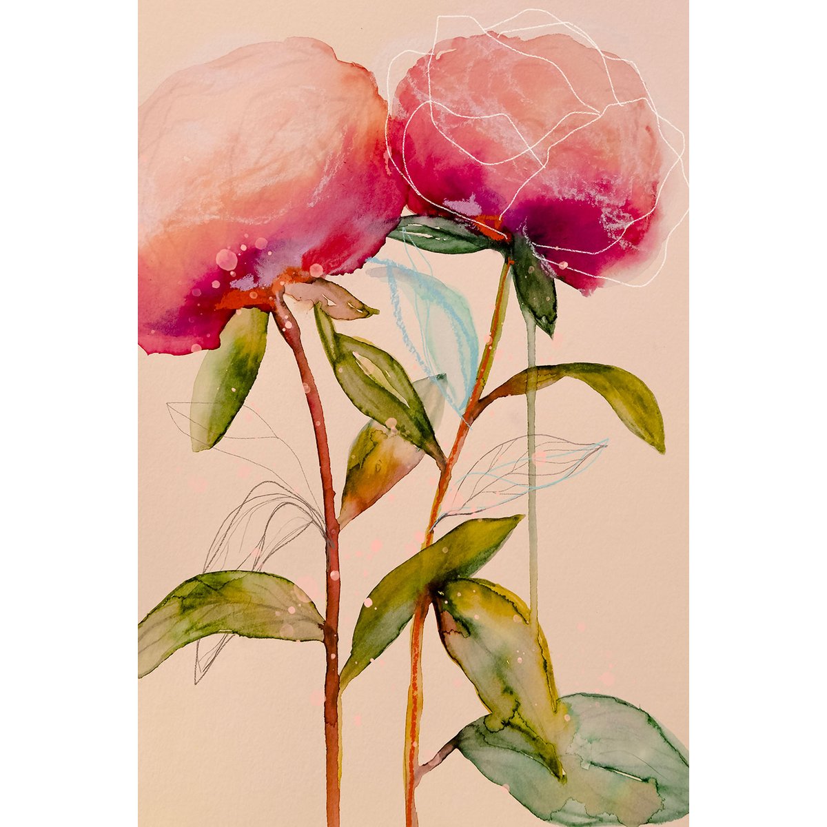 Tableau et peinture de fleurs palm pivoine tableau alu dibond, HEXOA