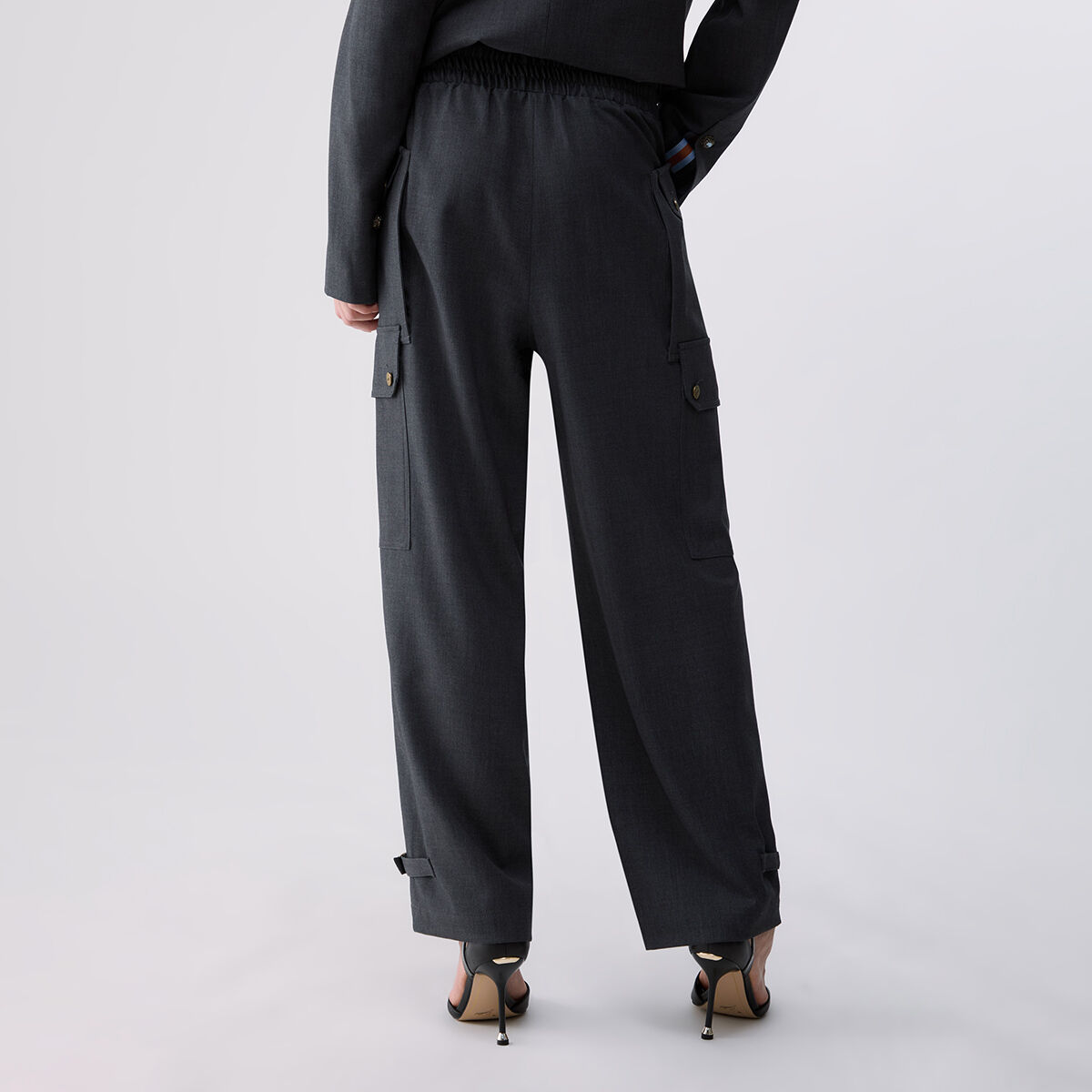 Pantalon cargo en flanelle vert foncé, LIU JO
