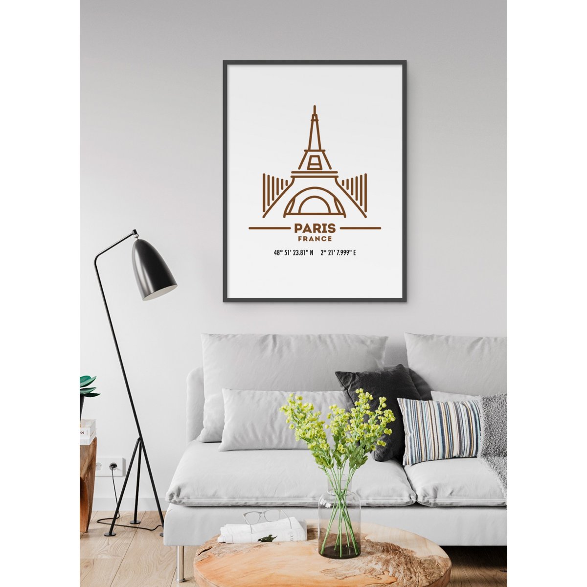 Poster Coordonnées Paris blanc, L'AFFICHERIE