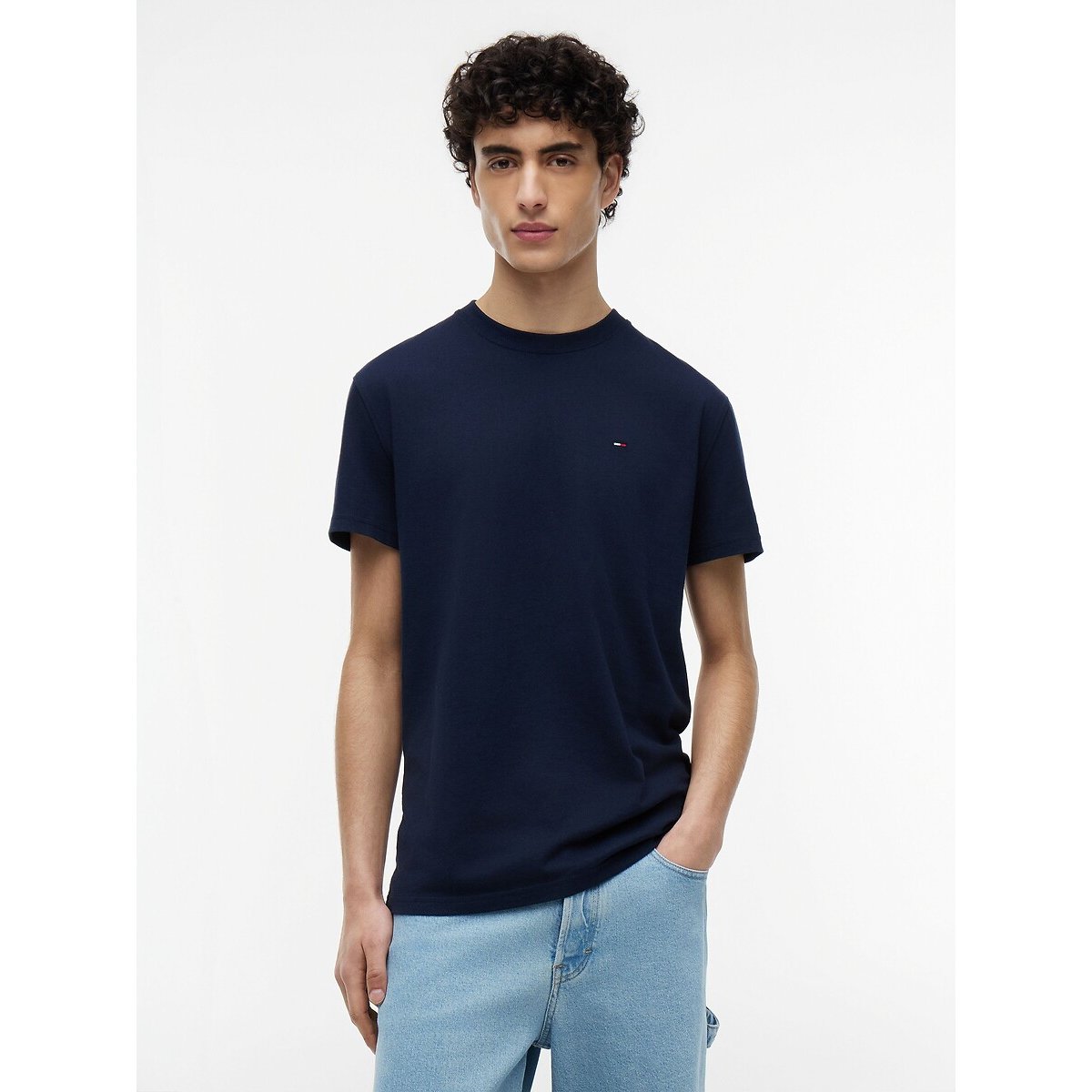 Flag Logo Short Sleeve T-Shirt navy blue, TOMMY JEANS