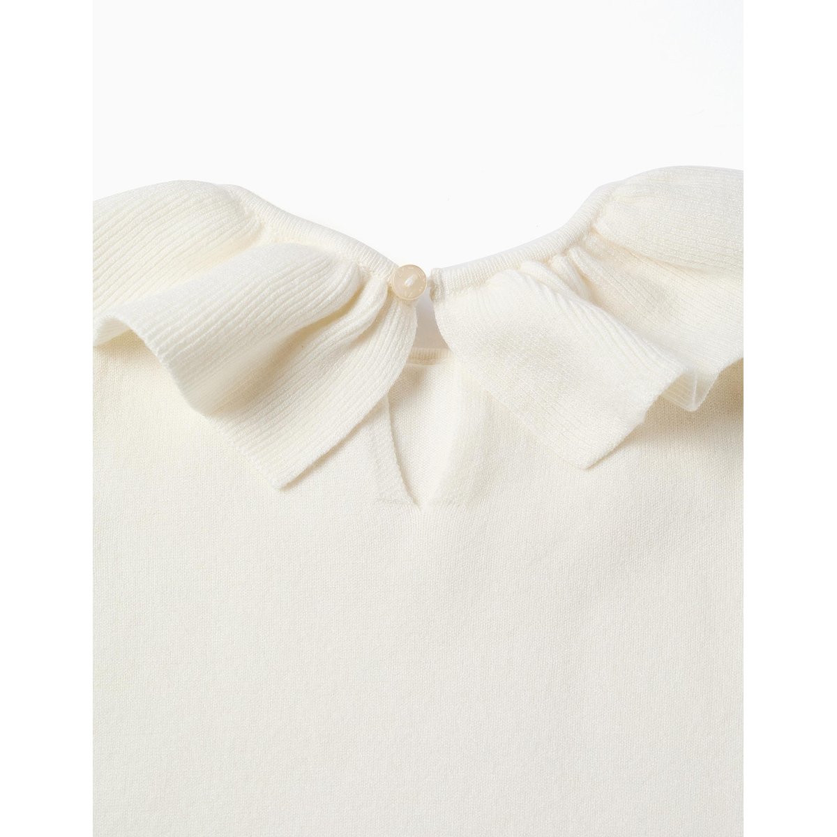 Pull en maille avec col à volants blanc, ZIPPY