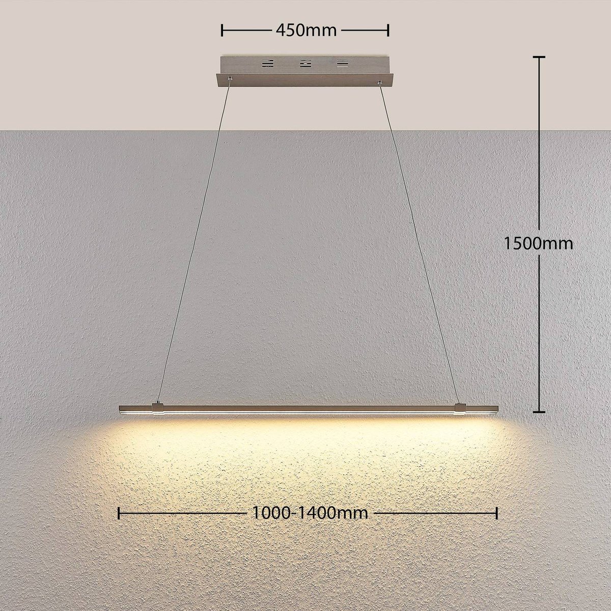 Suspension en métal moderneLED, Tymon givré, nickel satiné, LUCANDE
