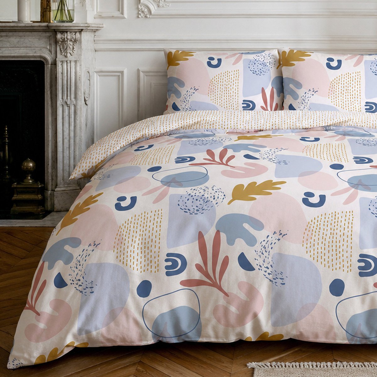 Parure housse de couette en coton floral printemps rose, Anisa multicolore, C DESIGN HOME TEXTILE