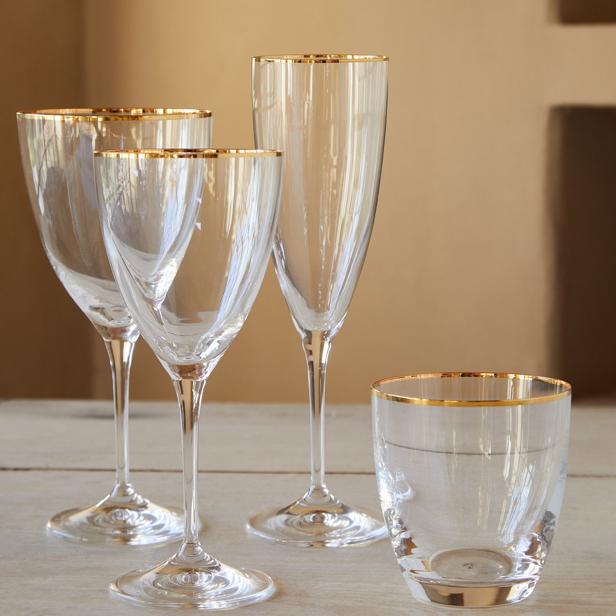 Set 6 Verres à L'eau avec Filet Doré Sensa, Casafina by COSTA NOVA clear-gold, COSTA NOVA