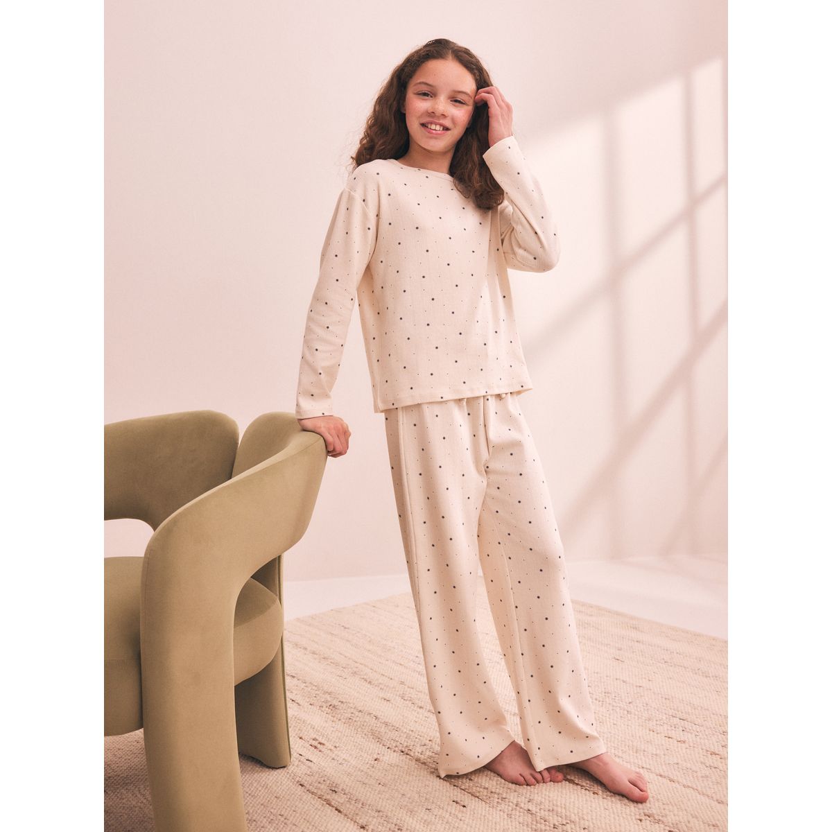 Pyjama large en pointelle, lot de 1 noir/écru, NEXT