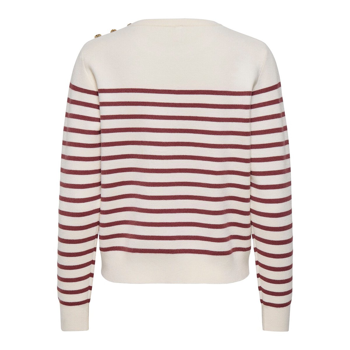 Pull manches longues à rayures blanc rayé rouge, ONLY