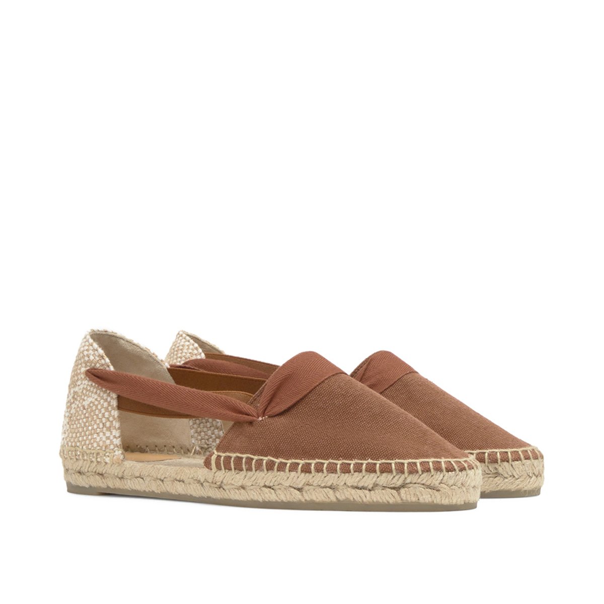 Espadrilles plates en coton biologique avec rubans KAIA PLATFORM marron, CASTANER