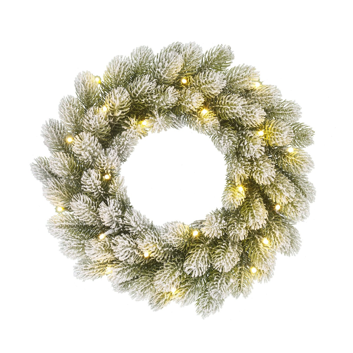 Couronne de Noël enneigée avec LED Ø45 cm NAGOYA vert, BLACK BOX TREES