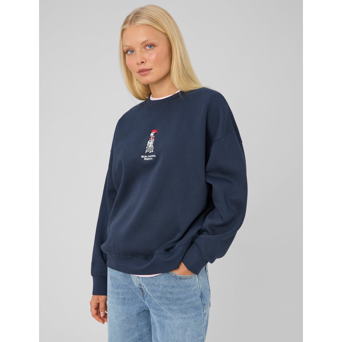 Sweat col rond bleu foncé, BZB