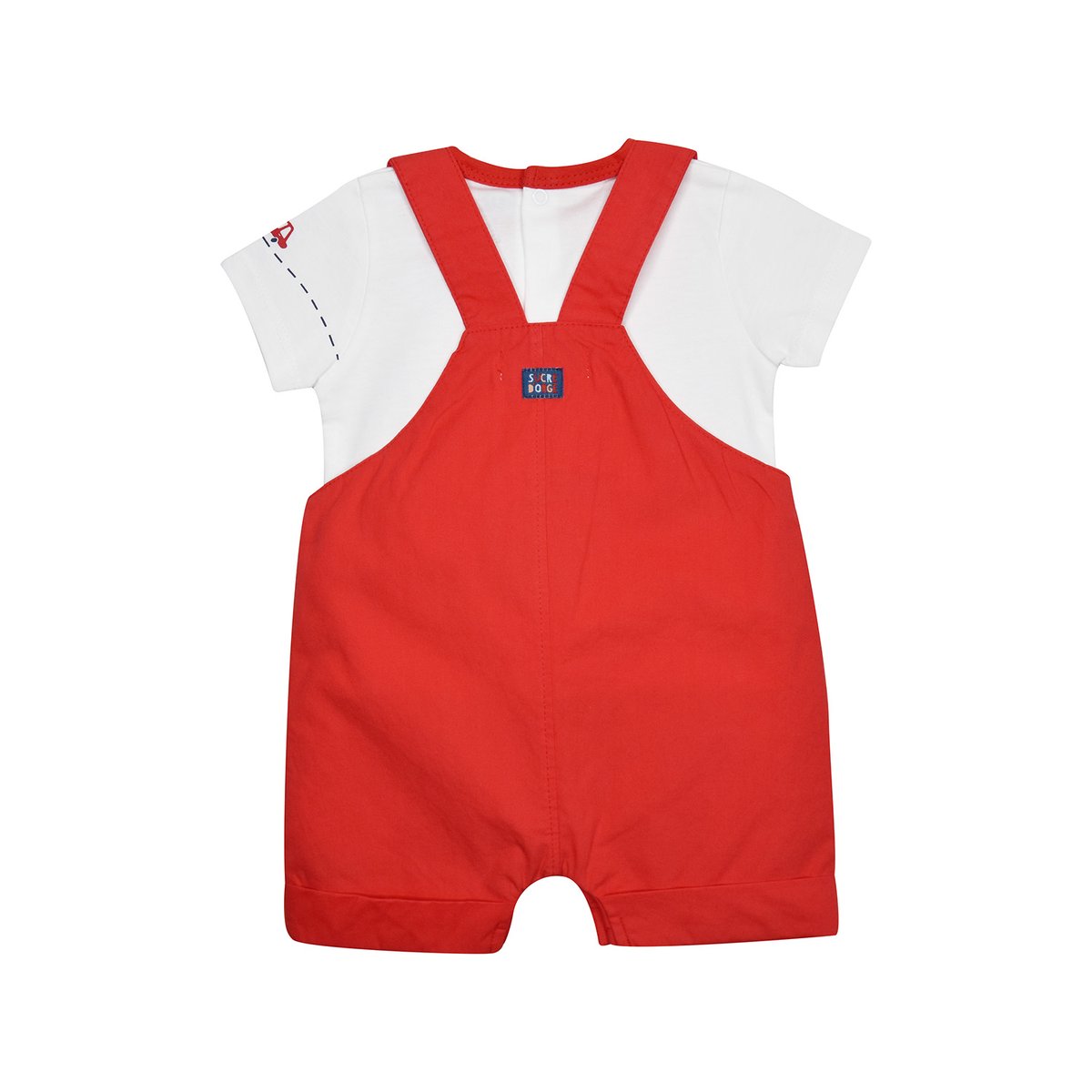 Tee shirt salopette gauvain popeline court bebe rouge, SUCRE D'ORGE