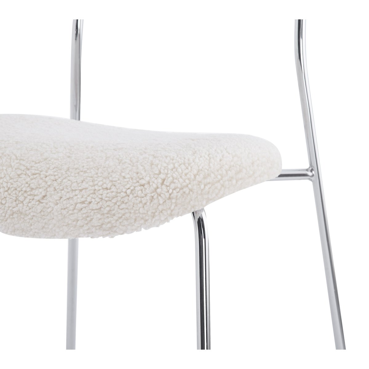 Lot de 2 chaises métal et bouclette, LINCOLN blanc, NORDLYS