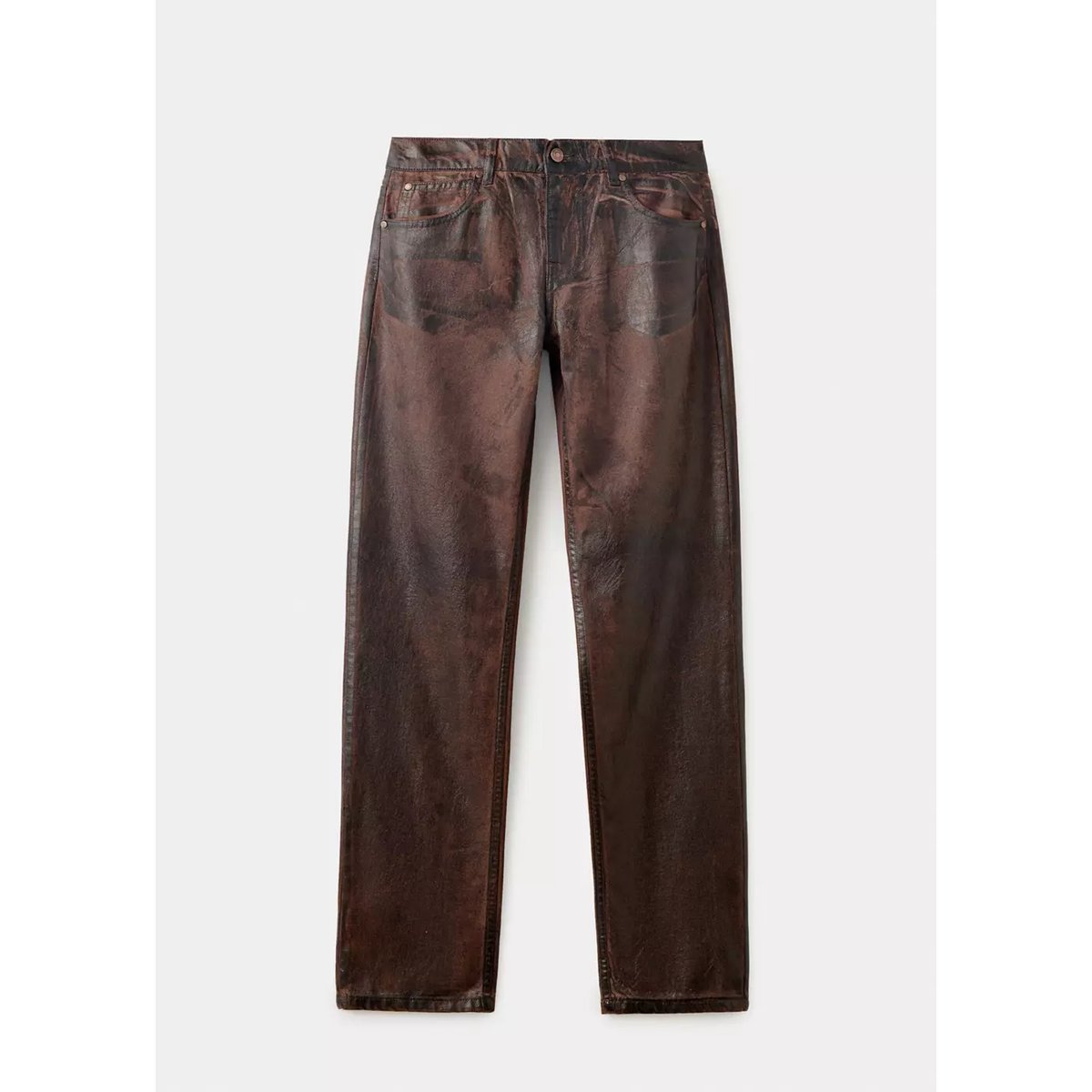 Jean droit effet enduit chocolat, MANGO