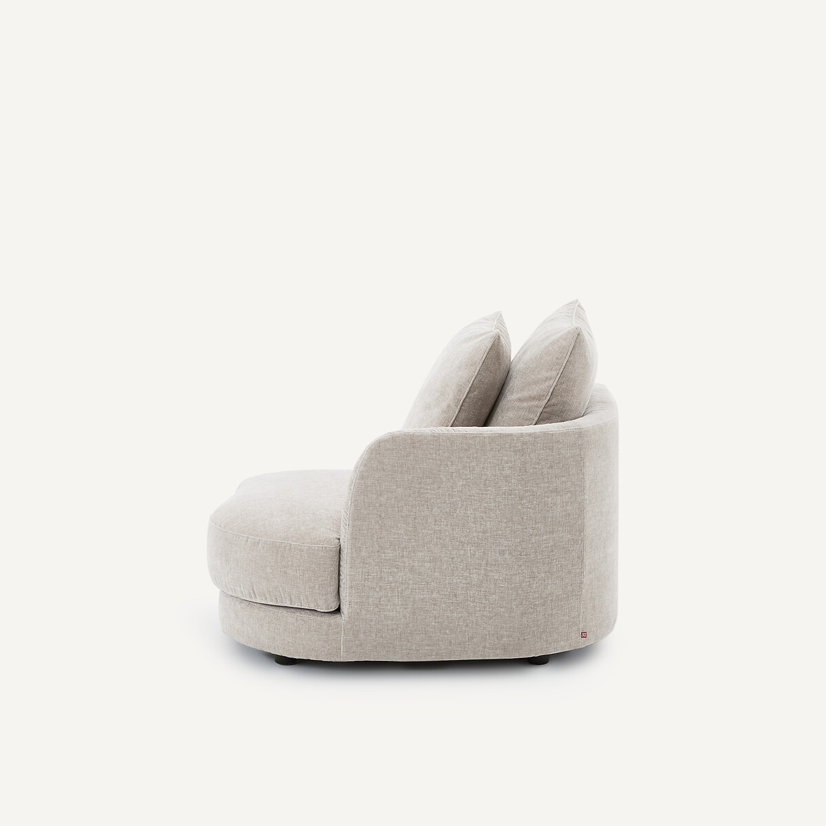 Demi-canapé droit, arrondi, modulable en velours chenille, TIBERIO gris clair, AM.PM