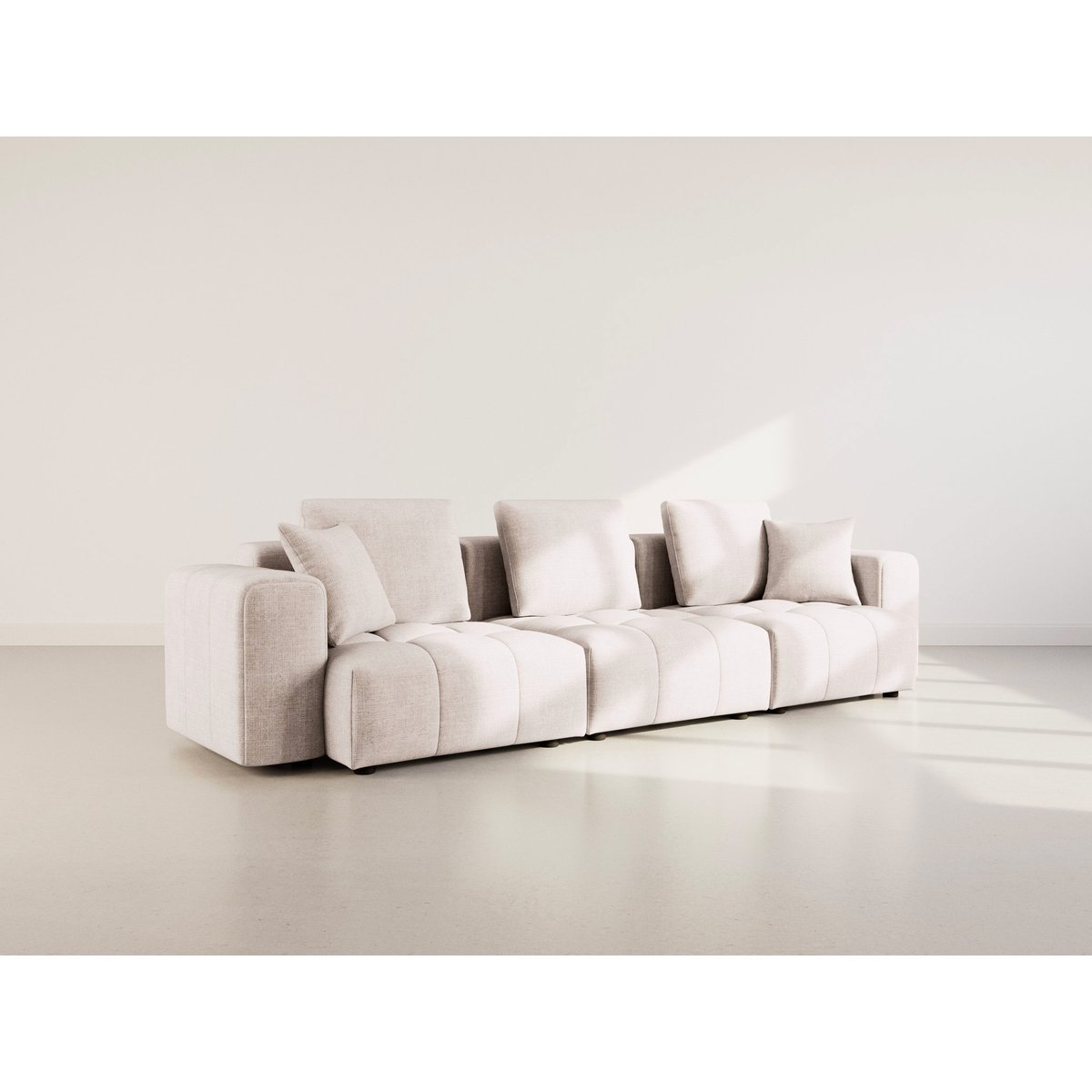 Canapé modulable en velours texturé, COLETTE beige, BEST MOBILIER