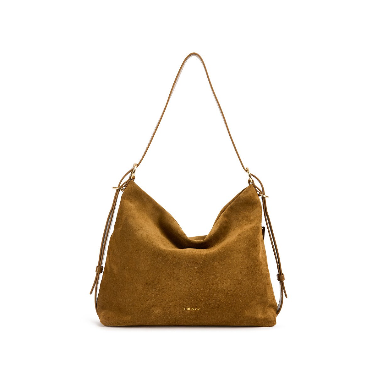Borsa da portare a spalla in pelle, MOREEN tabacco, NAT & NIN