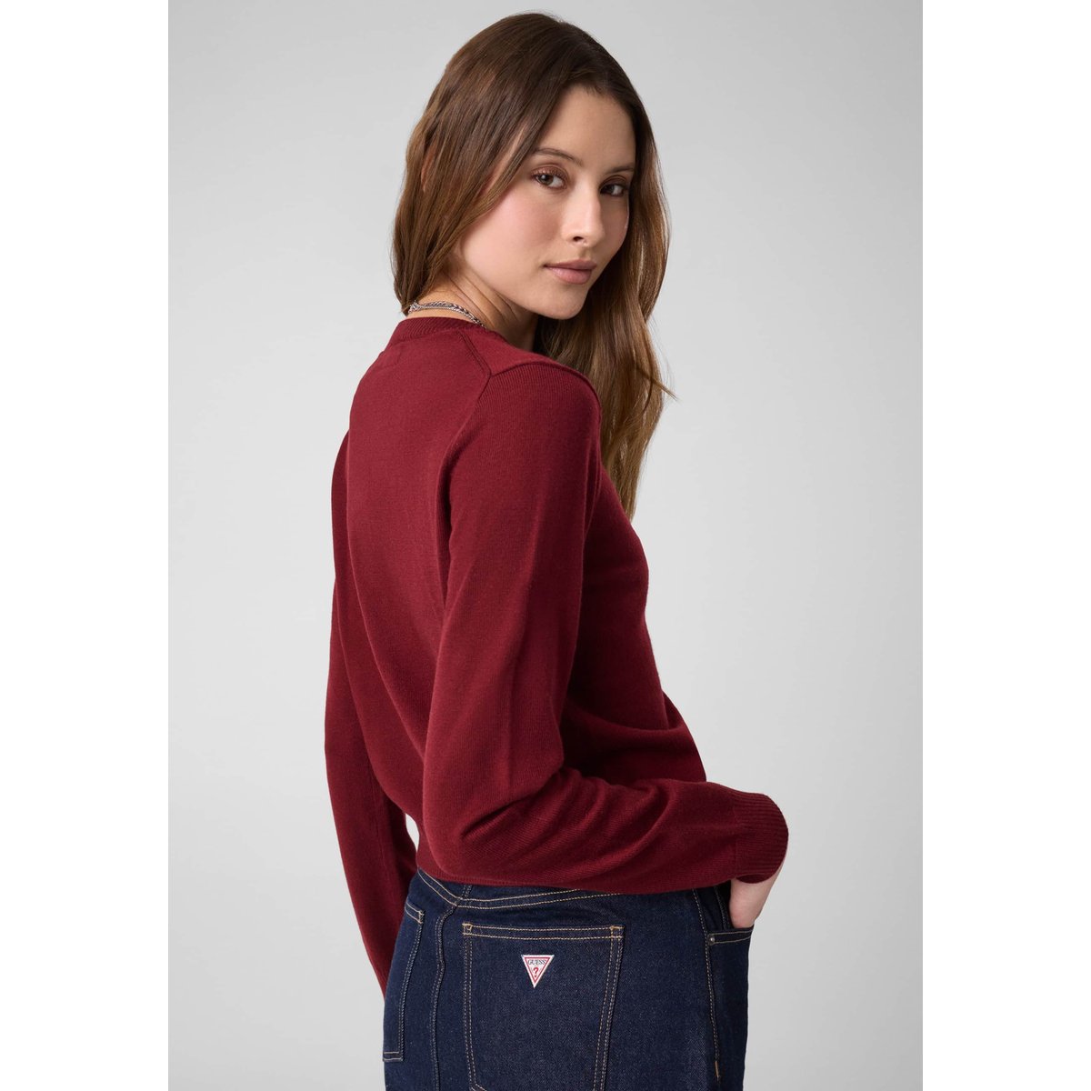 Gilet En Laine Mélangée rouge, GUESS JEANS