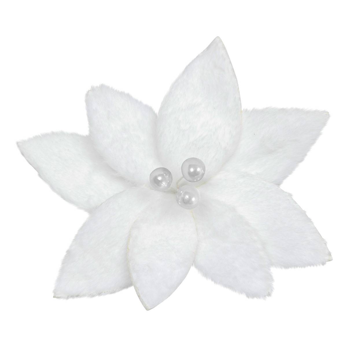 Décoration de sapin poinsettia blanc 25cm blanc, ATMOSPHERA