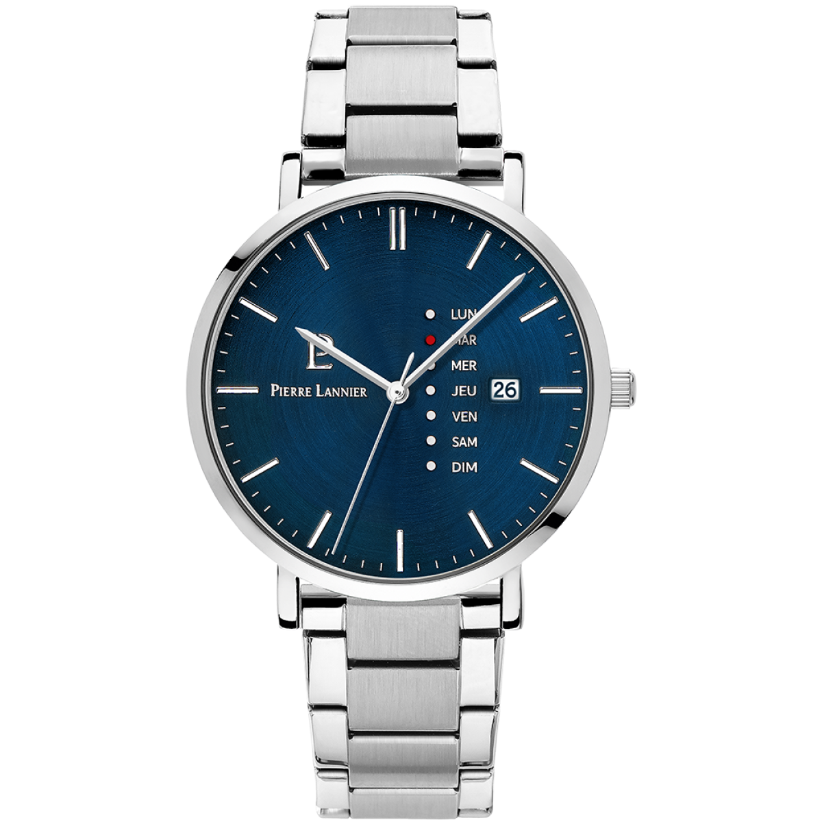 Montre Analogique DATA argenté bleu foncé argenté, PIERRE LANNIER
