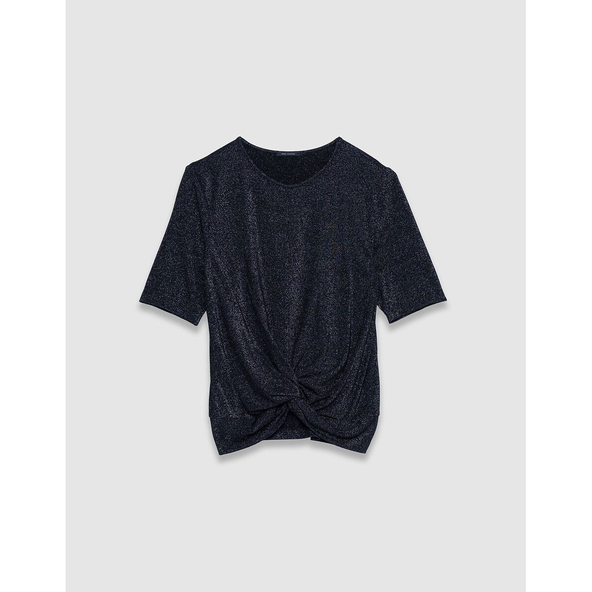 Short Sleeve Iridescent Draped T-Shirt with Crew Neck black, IKKS